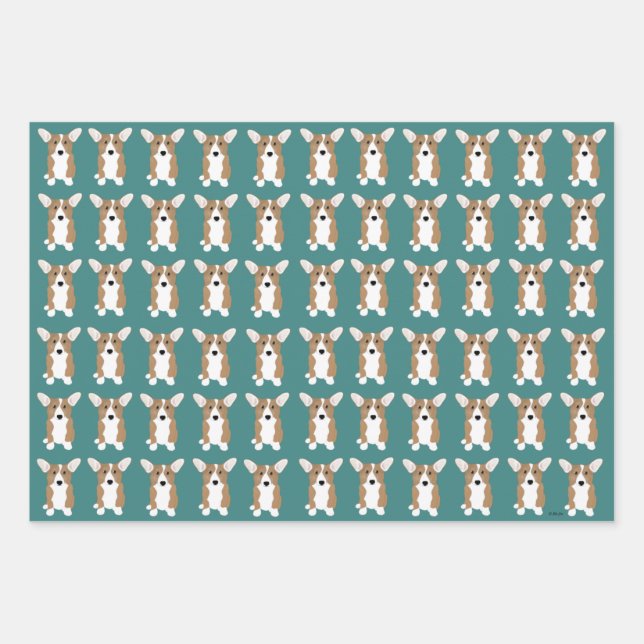 Feuilles de papier d'enveloppement Corgi (Devant)