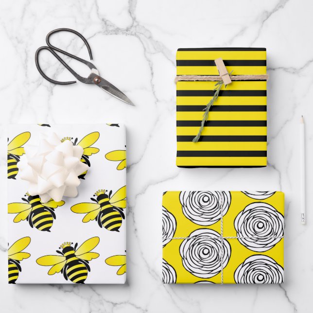 Feuilles de papier d'enveloppement d'abeilles (Recto)