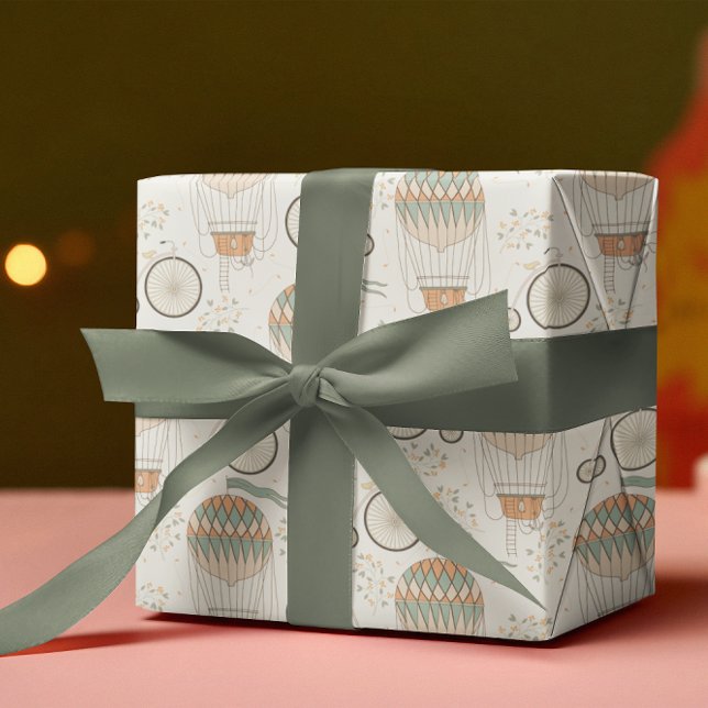 Feuilles de papier d'enveloppement de ballon à air (Celebrate a special trip or hot air balloon ride with this fun wrapping paper set! )