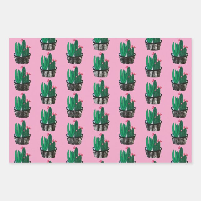 Feuilles de papier d'enveloppement de cactus moder (Devant 2)