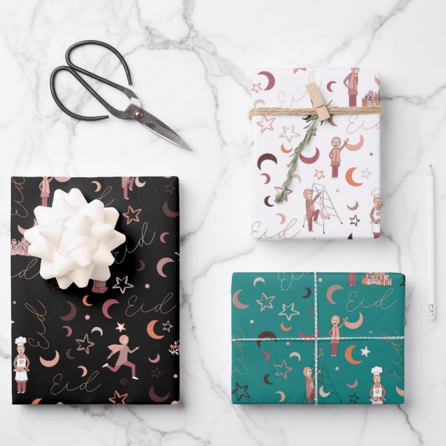 Feuilles de papier d'enveloppement de cadeaux Aïd, (Recto)