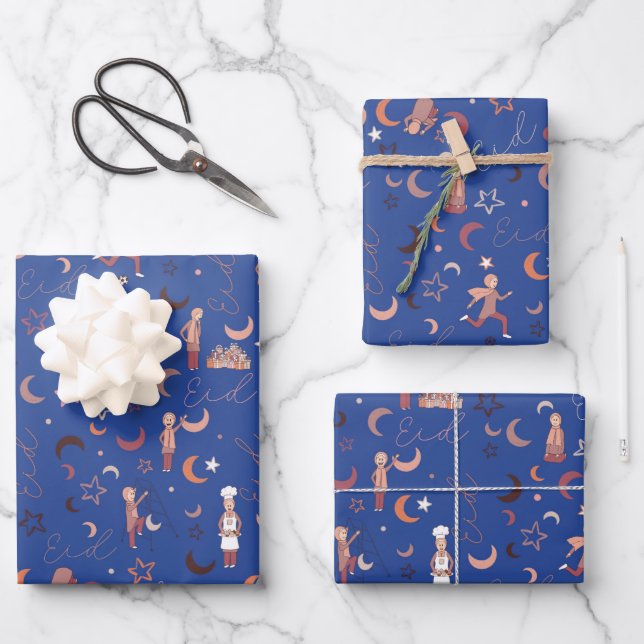 Feuilles de papier d'enveloppement de cadeaux Aïd, (Recto)