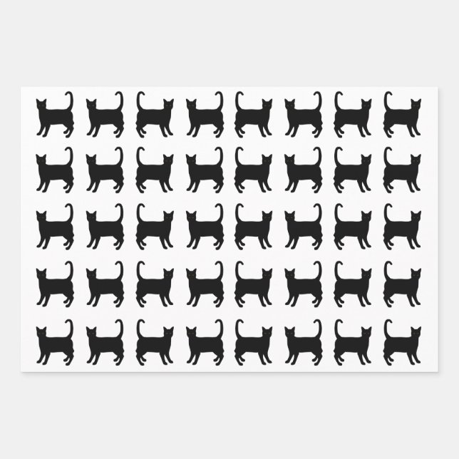 Feuilles de papier d'enveloppement de chats noirs (Devant)