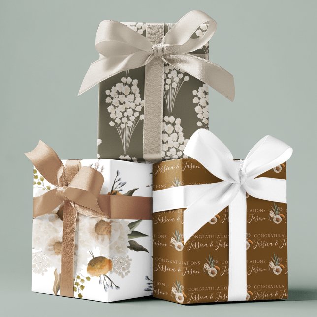 Feuilles de papier d'enveloppement de Mariage d'aq (Congratulate a special couple with these personalized wrapping paper sheets! )