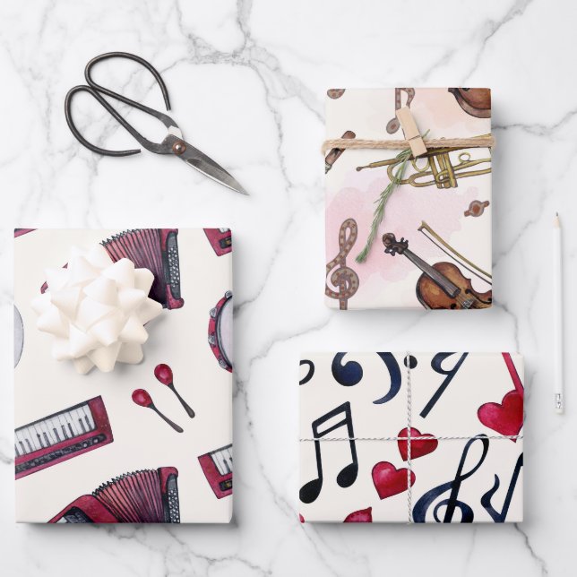 Feuilles de papier d'enveloppement de musique (Recto)