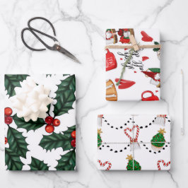 Feuilles de papier d'enveloppement de Noël