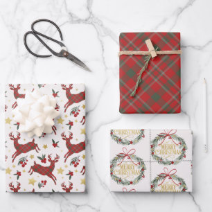Feuilles de papier d'enveloppement de Noël de renn