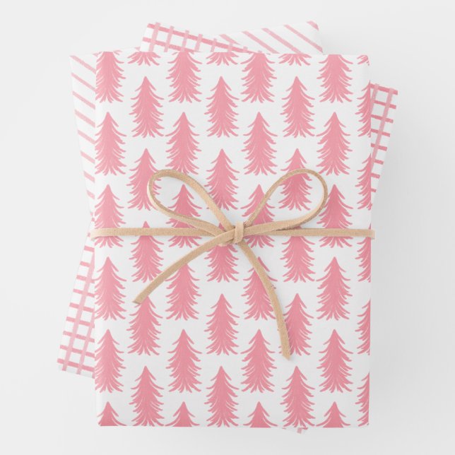 Feuilles de papier d'enveloppement de Noël rose Va (En situation)