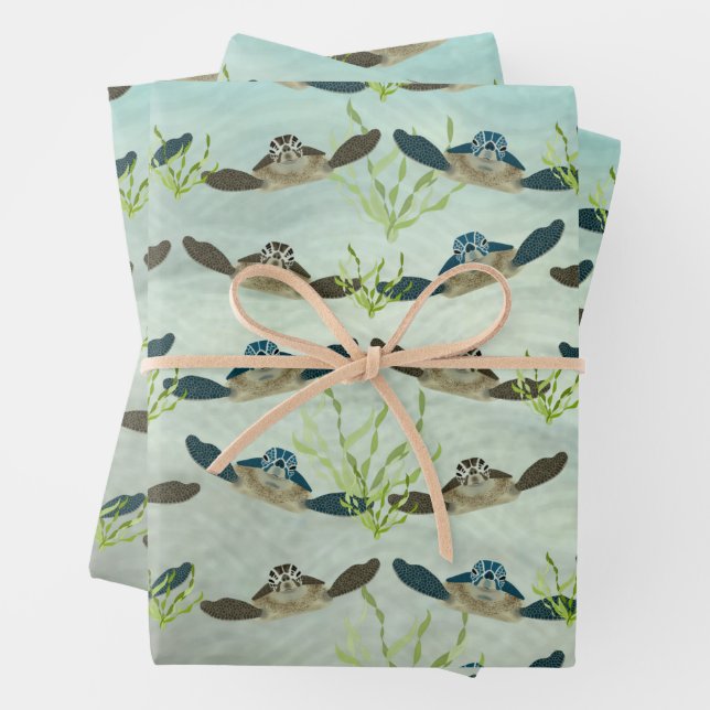 Feuilles de papier d'enveloppement des tortues mar (En situation)