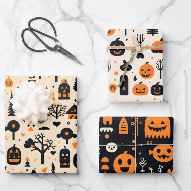 Feuilles de papier d'enveloppement d'Halloween sér (Recto)