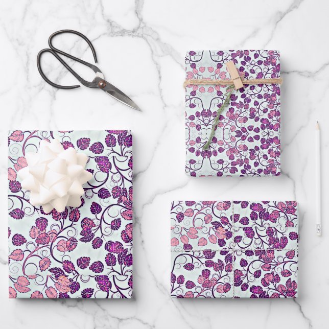 Feuilles de papier d'enveloppement rose + violet F (Recto)