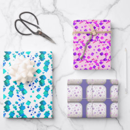Feuilles de papier enveloppant Coeurs et cubes