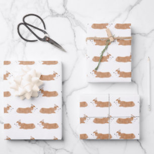 Feuilles de papier enveloppant Corgi volantes