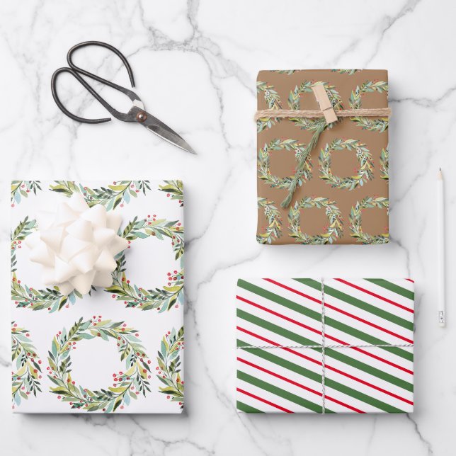 Feuilles de papier enveloppant de courroie de Noël (Recto)