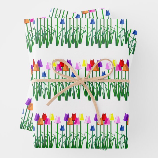 Feuilles de papier enveloppant de tulipes (En situation)