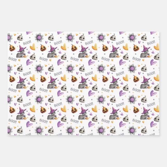 Feuilles de papier enveloppant d'Halloween (Devant 3)