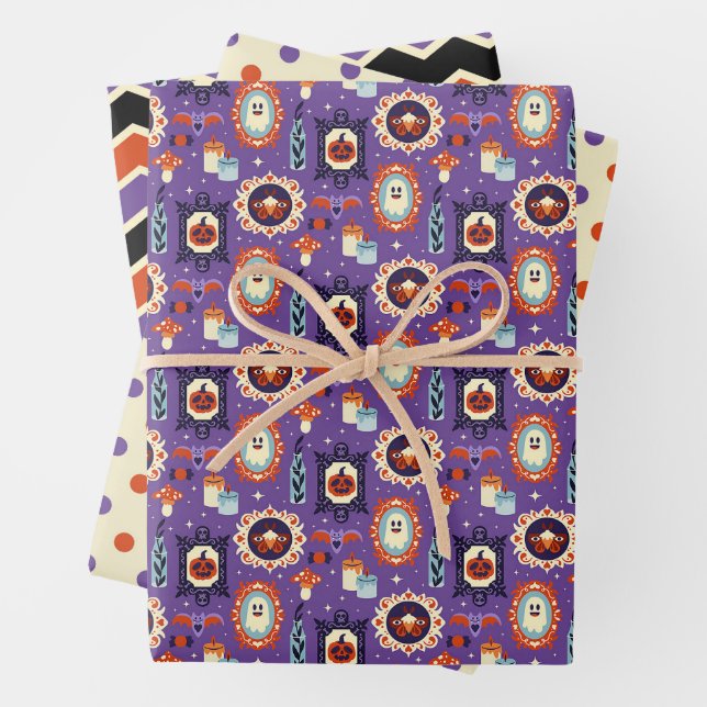 Feuilles de papier enveloppant d'Halloween (En situation)