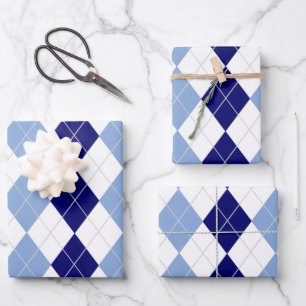 Feuilles de papier enveloppant en Jacquard bleu et