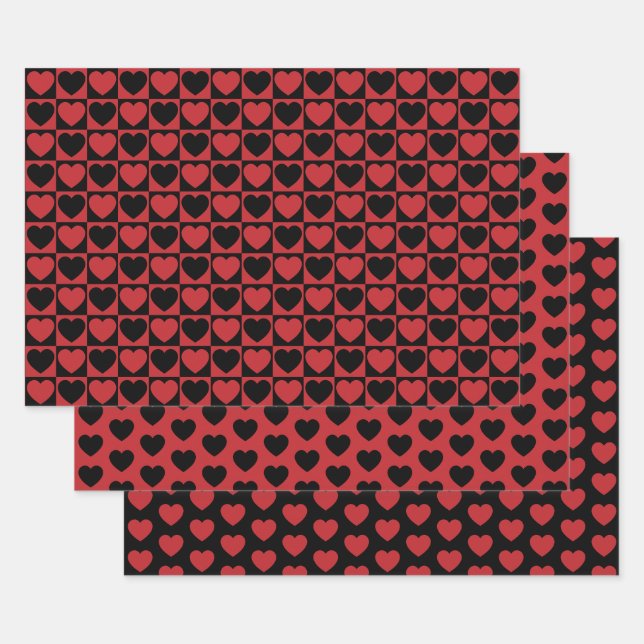 Feuilles de papier enveloppant le coeur noir et ro (Lot)