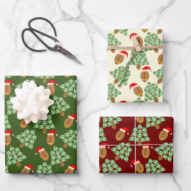 Feuilles de papier enveloppant le football de Noël (Recto)