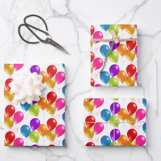 Feuilles de papier enveloppant les ballons d'anniv (Recto)