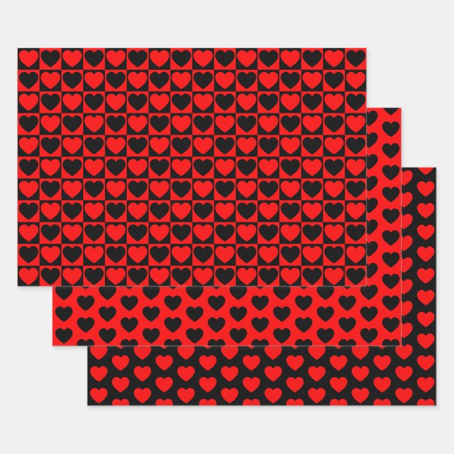 Feuilles de papier enveloppant les coeurs rouge et (Lot)