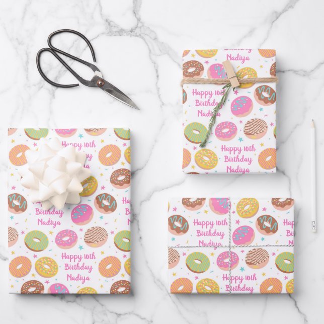 Feuilles de papier enveloppant pour l'anniversaire (Recto)