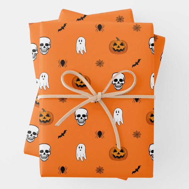 Feuilles de papier Motif Orange Halloween (En situation)