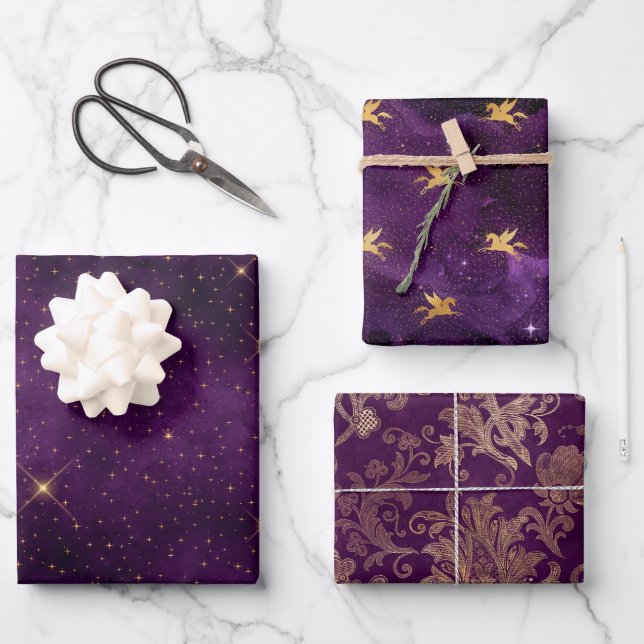 Feuilles de papier mystique violet céleste (Recto)