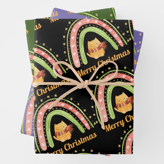 Feuilles de papier pour chats et arc-en-ciel (En situation)