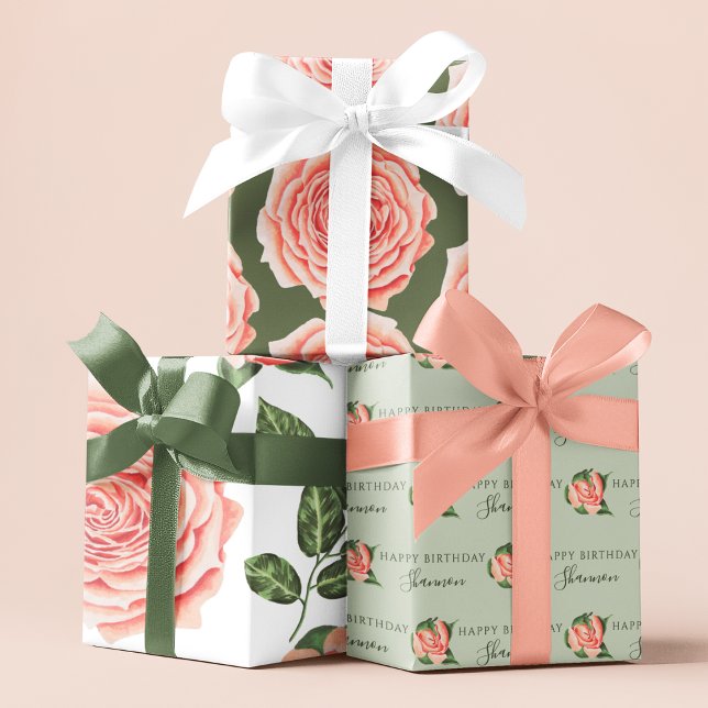 Feuilles de papier Rose d'enveloppement de pêche d (Celebrate someone special with these personalized wrapping paper sheets! )
