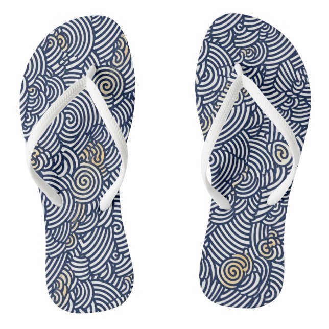 Feuilles de tongs de chiyogami japonais bleu et bl (Semelle)