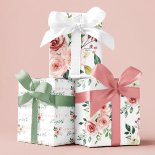 Feuilles d'emballage d'anniversaire Rose rose aqua