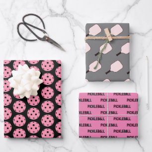 Feuilles d'emballage de pickleball rose et noir pa