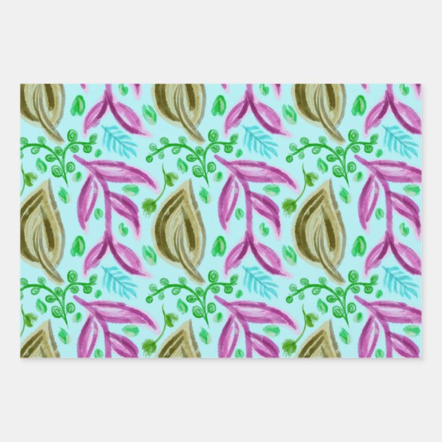 feuilles d'emballage floral style aquarelle (Devant)