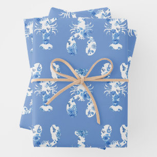 Feuilles d'enveloppement bleu et blanc de homard