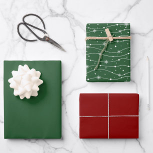 Feuilles d'enveloppement de flocons rouges verts t