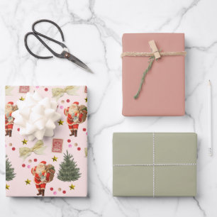 Feuilles d'enveloppement de Noël Retro Père Noël R