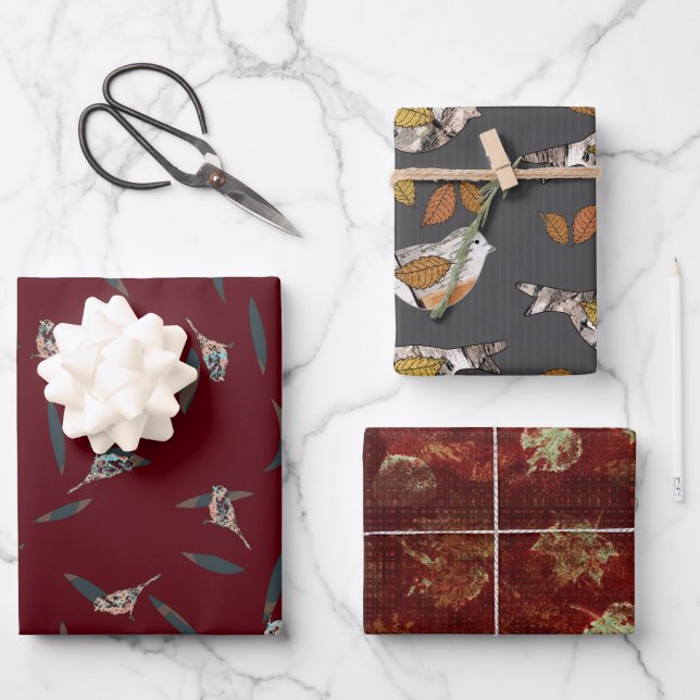 Feuilles d'oiseau d'automne Feuille de papier d'en (Recto)