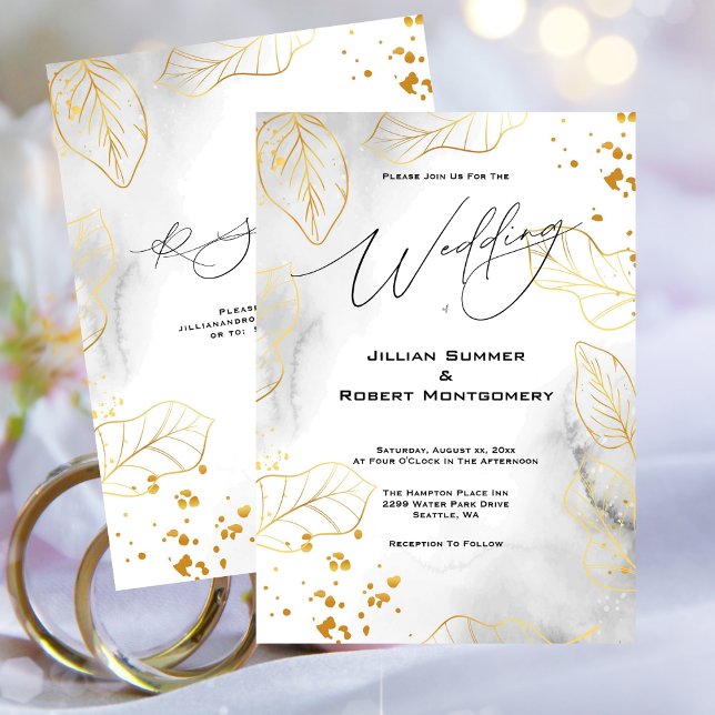 Feuilles d'or Elégant mariage Invitation (Gold Leaf Elegant Wedding Invitation)