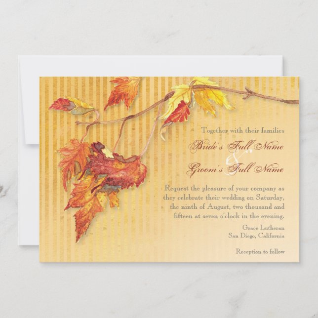 Feuilles en chute - Invitations Mariages de automn (Devant)