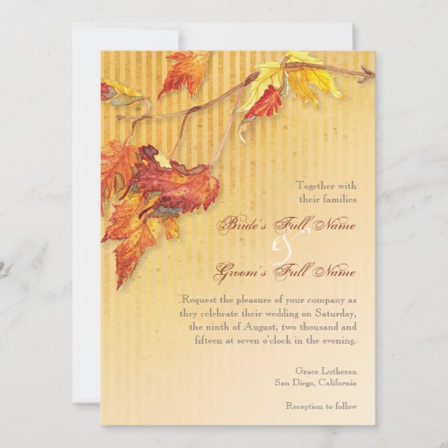 Feuilles en chute - Invitations Mariages de automn (Devant)