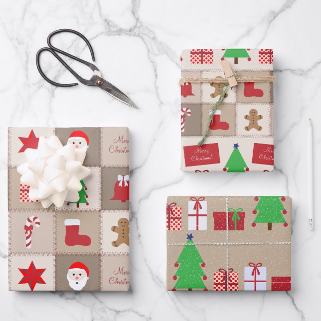 Feuilles en papier Carré beige de Noël (Recto)