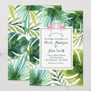 Feuilles et Flamants roses tropicaux Invitations d