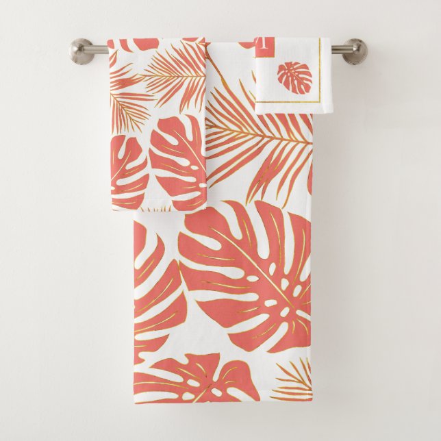 Feuilles et monogramme de corail vivant tropical (En situation)