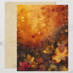Feuilles et perles d'automne Papier à papier à mor