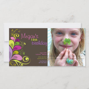 Feuilles floraux colorés Anniversaire Invitation C