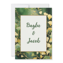 Feuilles Ginko et Faire-part de mariage or