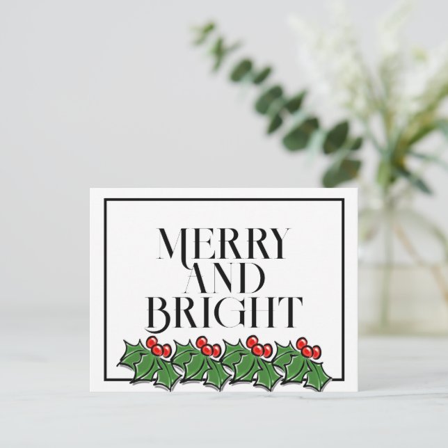 Feuilles Holly, baies Holly, cartes postales de va (Debout devant)