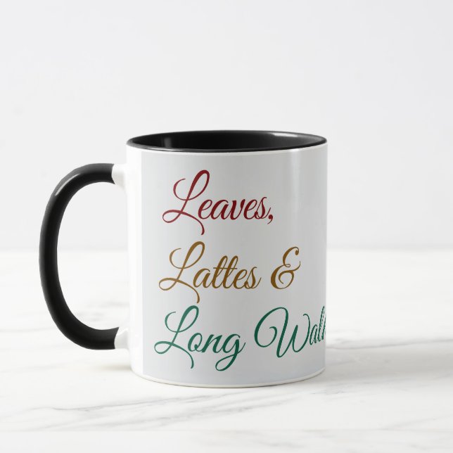 Feuilles, lattes et longues marches Mug (Gauche)